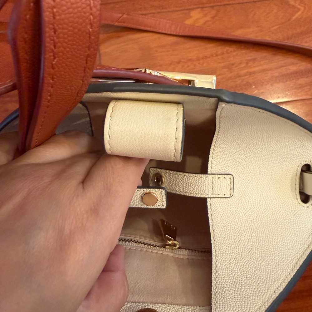 Danse lente mini Johnny bucket bag cream orange brown rust strap crossbody purse - Picture 4 of 7